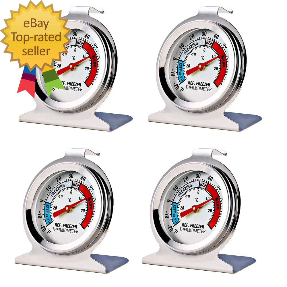 4 Pack Refrigerator Freezer Thermometer Large Dial Analog Thermometer