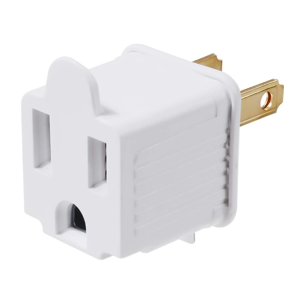 Compact 3-Piece Grounding Adapters - Safe & Easy Electrical Conversion, White