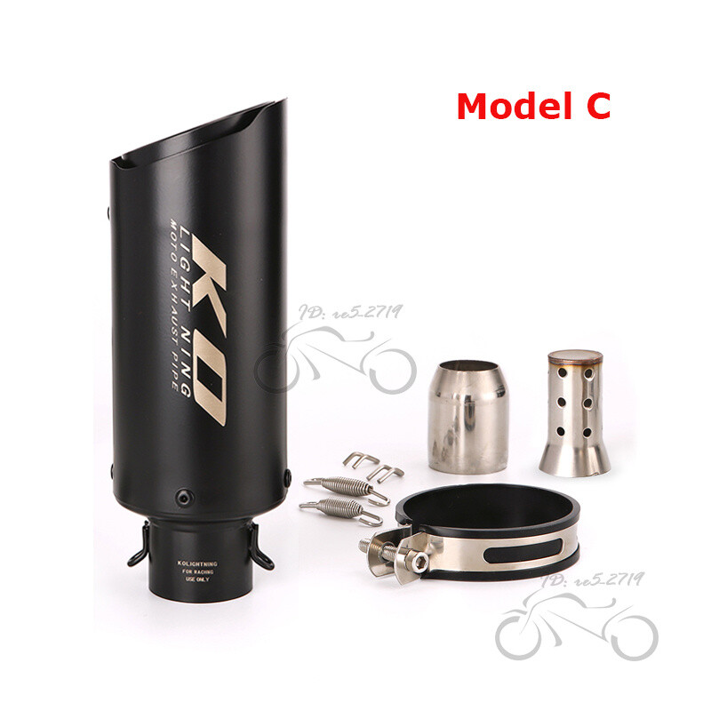 Universal Exhaust Pipe Slip on 51mm Muffler Tips Black 250mm Modified System