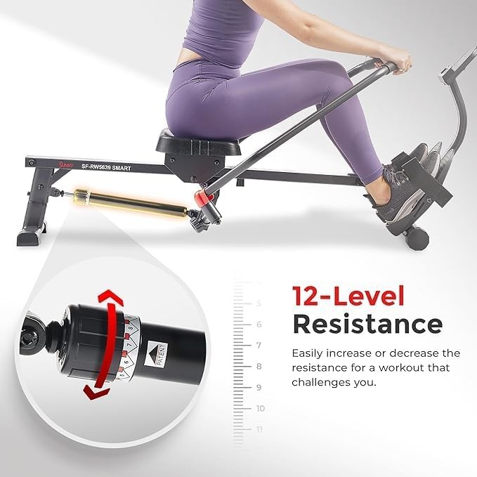Full-Motion Rowing Machine w/Adjustable Resistance Low-Impact Full-Body Workout