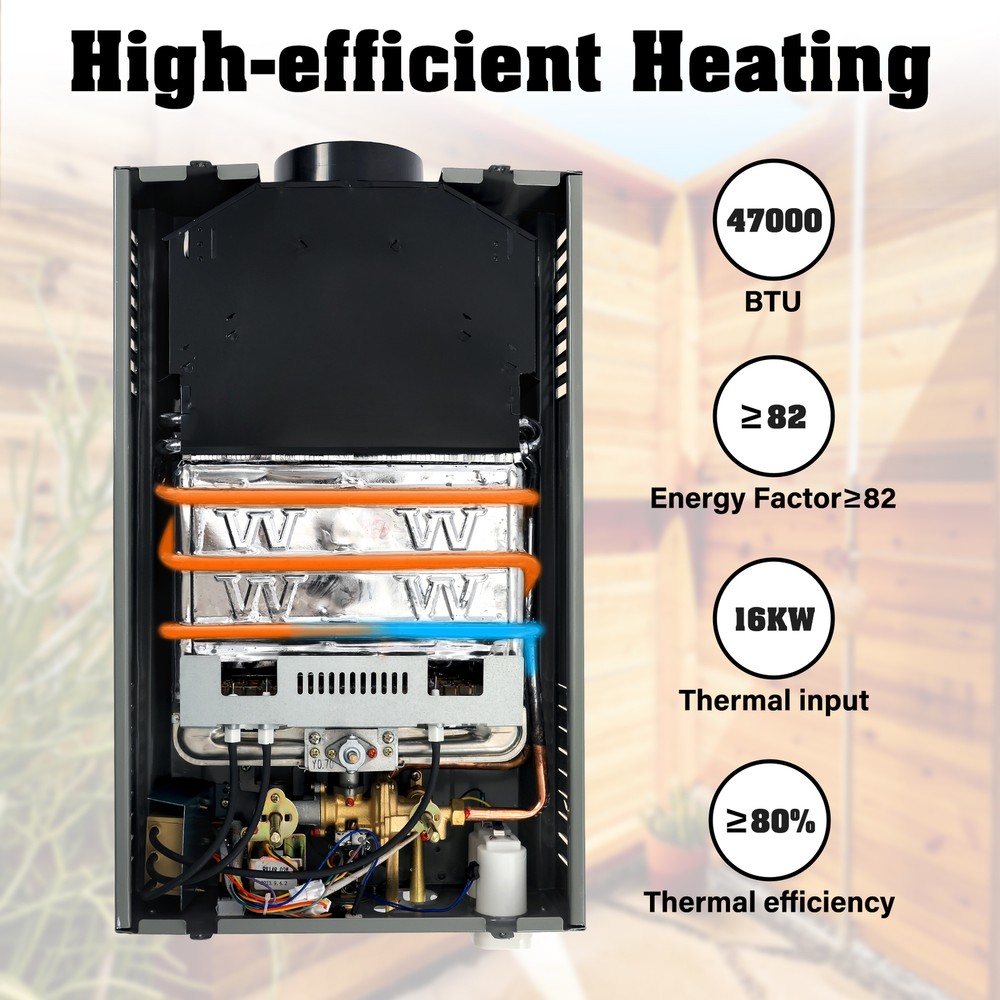 8L 2GPM Tankless LPG Liquid Propane Gas Hot Water Heater On-Demand Water Boiler