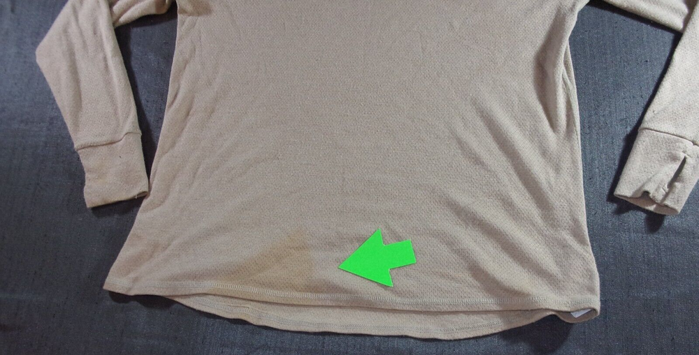 DEFECT FLAME RESISTANT MOISTURE WICKING TAN ARMY BASE LAYER THERMAL SHIRT LARGE
