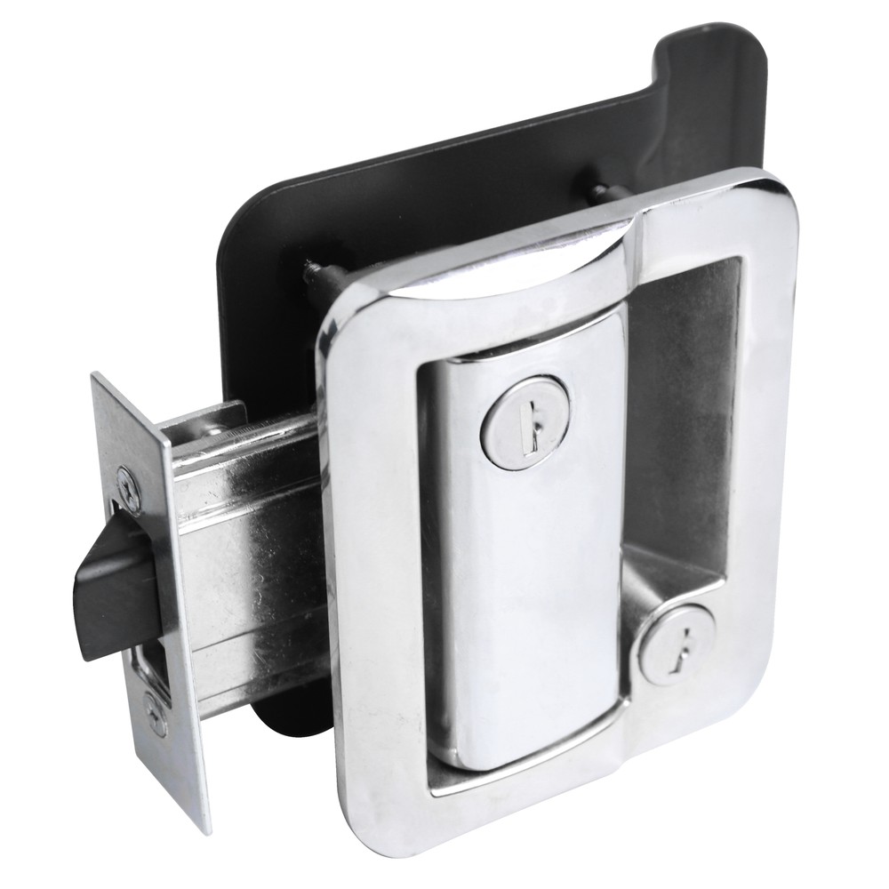 Chrome RV Paddle Entry Door Lock Latch | Handle Knob | Deadbolt Lock | Camper