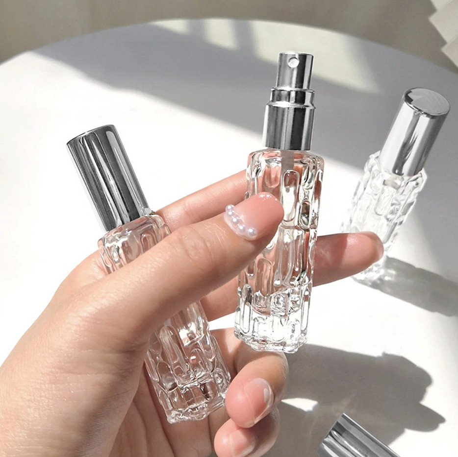 1pc 10ml Glass Perfume Spray Bottle Aluminum Atomizer Refillable - NEW