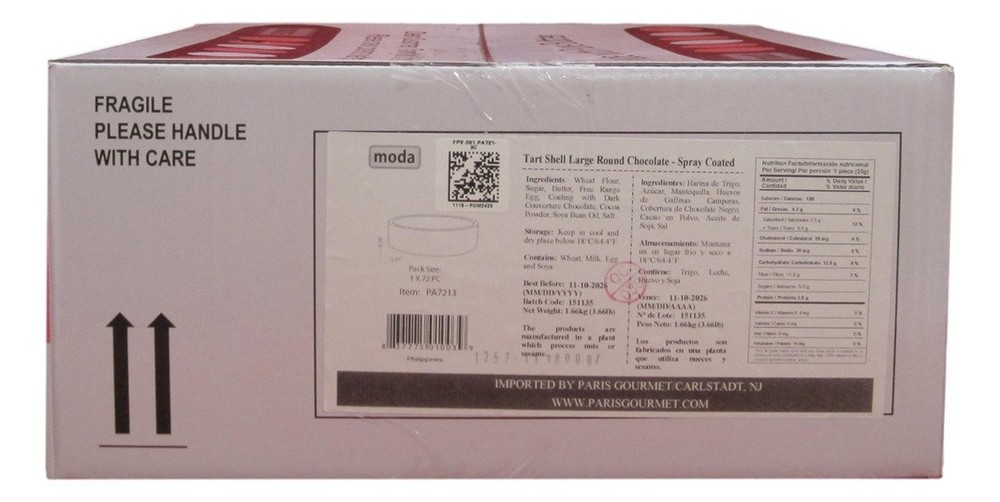 Moda Large Chocolate Tart Shells, 3.2" - 72 Pieces