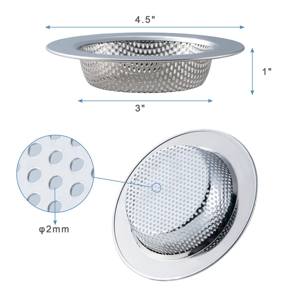 2 Pcs Sink Strainer for Most Kitchen Sink Drain Basket, Upgraded Double-Layer...
