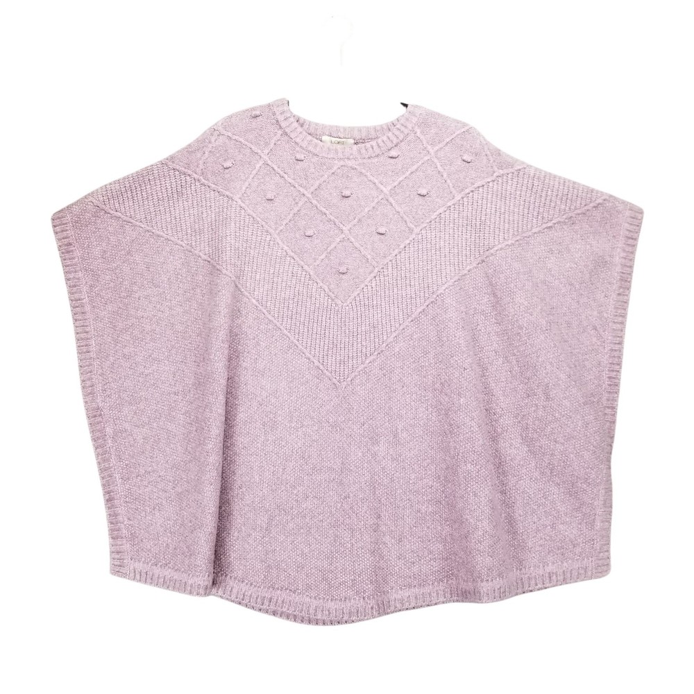 Loft Sweater Womens Medium Bobble Purple Knit Pullover Poncho