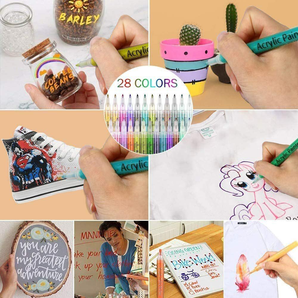 Acrylic Paint Marker Pens Non Toxic, Waterbased, Quick Drying - 0.7mm Tip