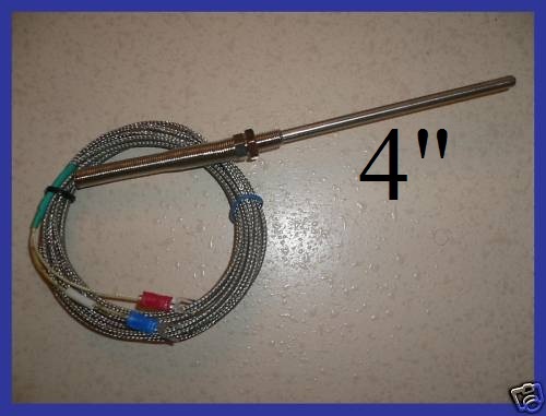 Type K Thermocouple 4" Sensor Temperature Controller Control Probe 752F Spring
