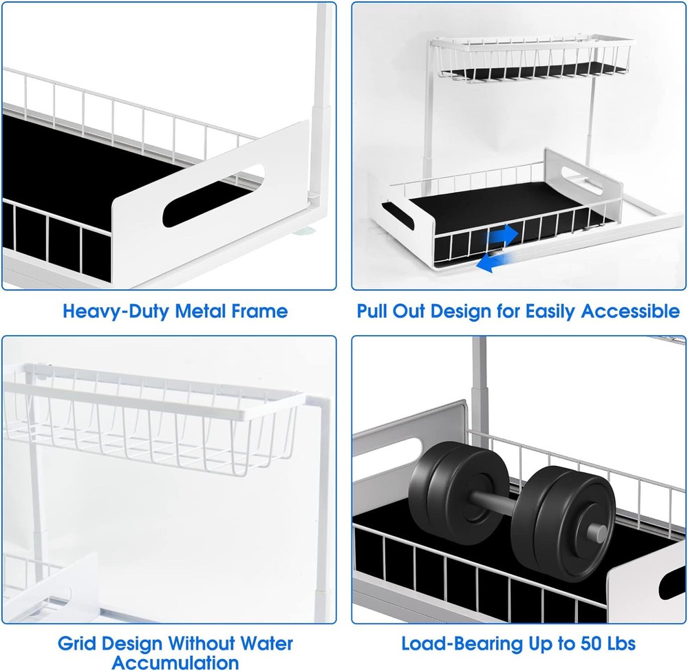 Under Kitchen Sink Organizers and Storage 2 Tier Pull Out Cabinet bathroom