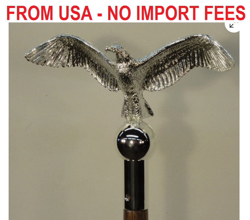 Eagle Classic 8 1/2" Flying Chrome Indoor Parade Flagpole Ornament ABS Plastic