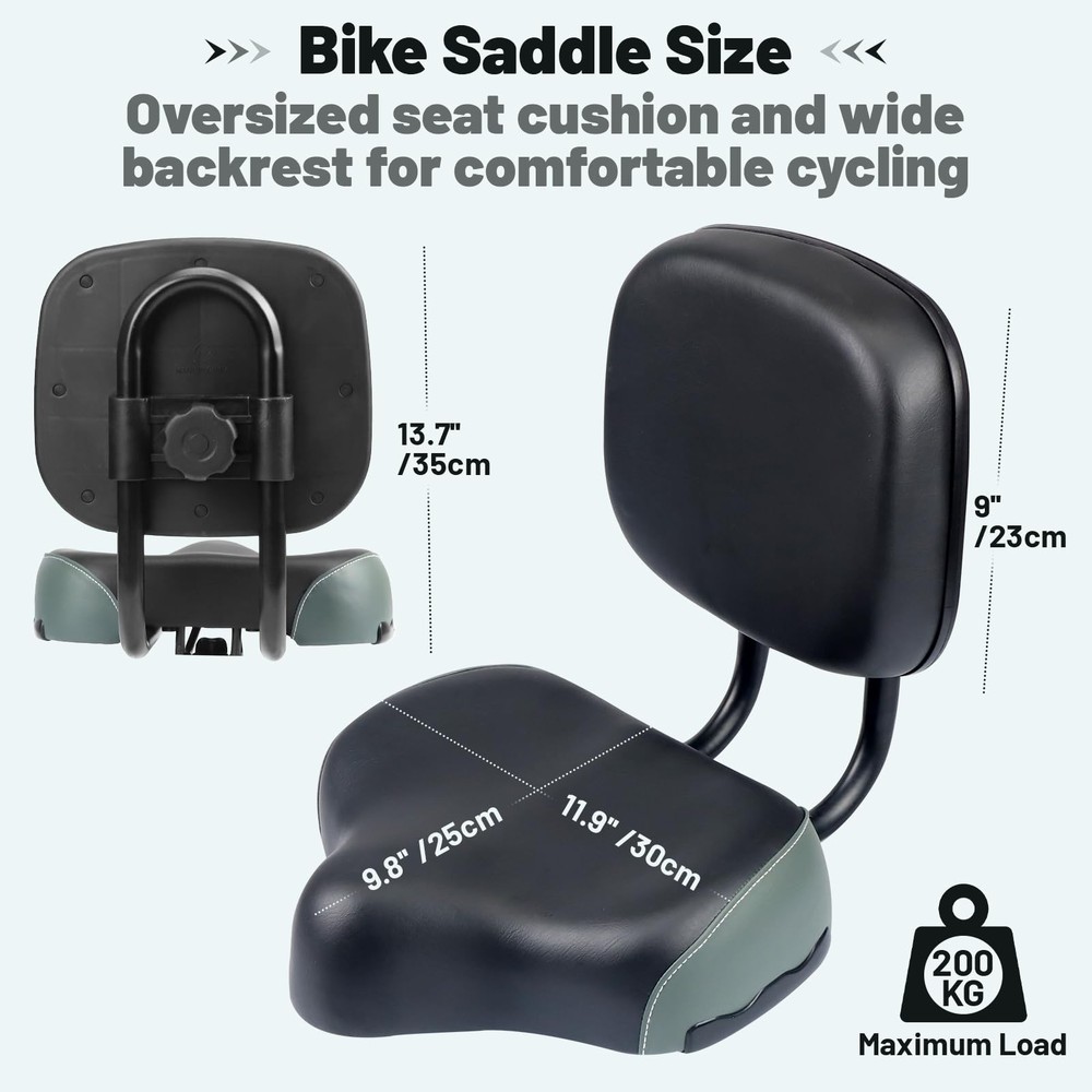 WEEROCK Bike Saddle Bicycle Seats Oversized Comfortable with Backrest Replace...
