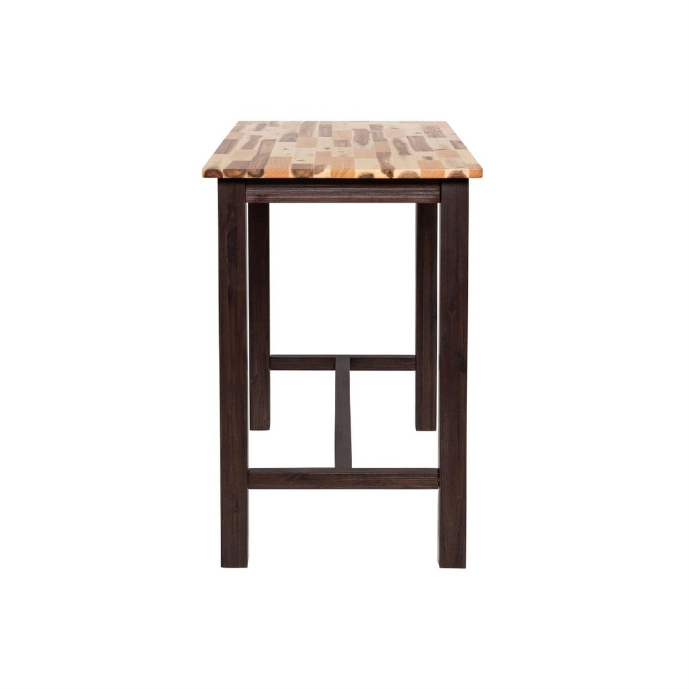 Amber Pub Table-47 Inch Rectangular Top-Espresso Brown Trestle Base