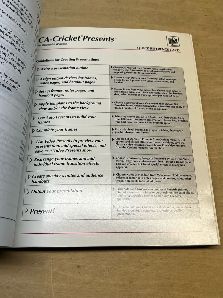 CA-Cricket Presents Users Guide for Microsoft Windows Computer Associates