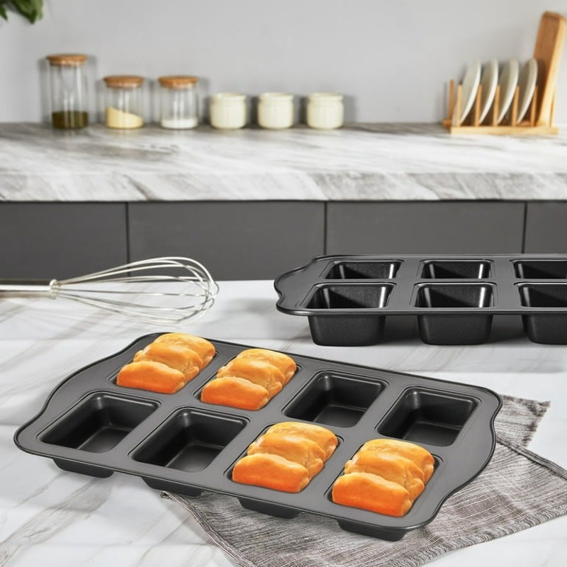 Mini Loaf Pans 8-Cavity, 2 Pack Nonstick