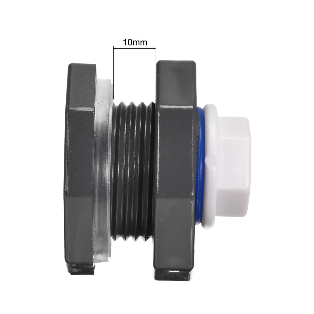 1 Set G3/4 Thread PVC Bulkhead Tank Adapter with White PPR Plug Fitting