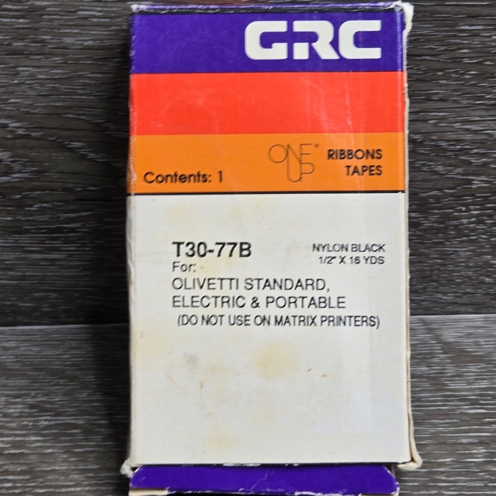 GRC T30-77B Black Nylon Typewriter Ribbon for Olivetti Typewriters