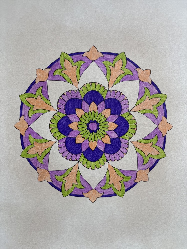 Original Art-Drawing-Circular Pattern-Rosette-Mandala -9" x 12" A4 - Artwork