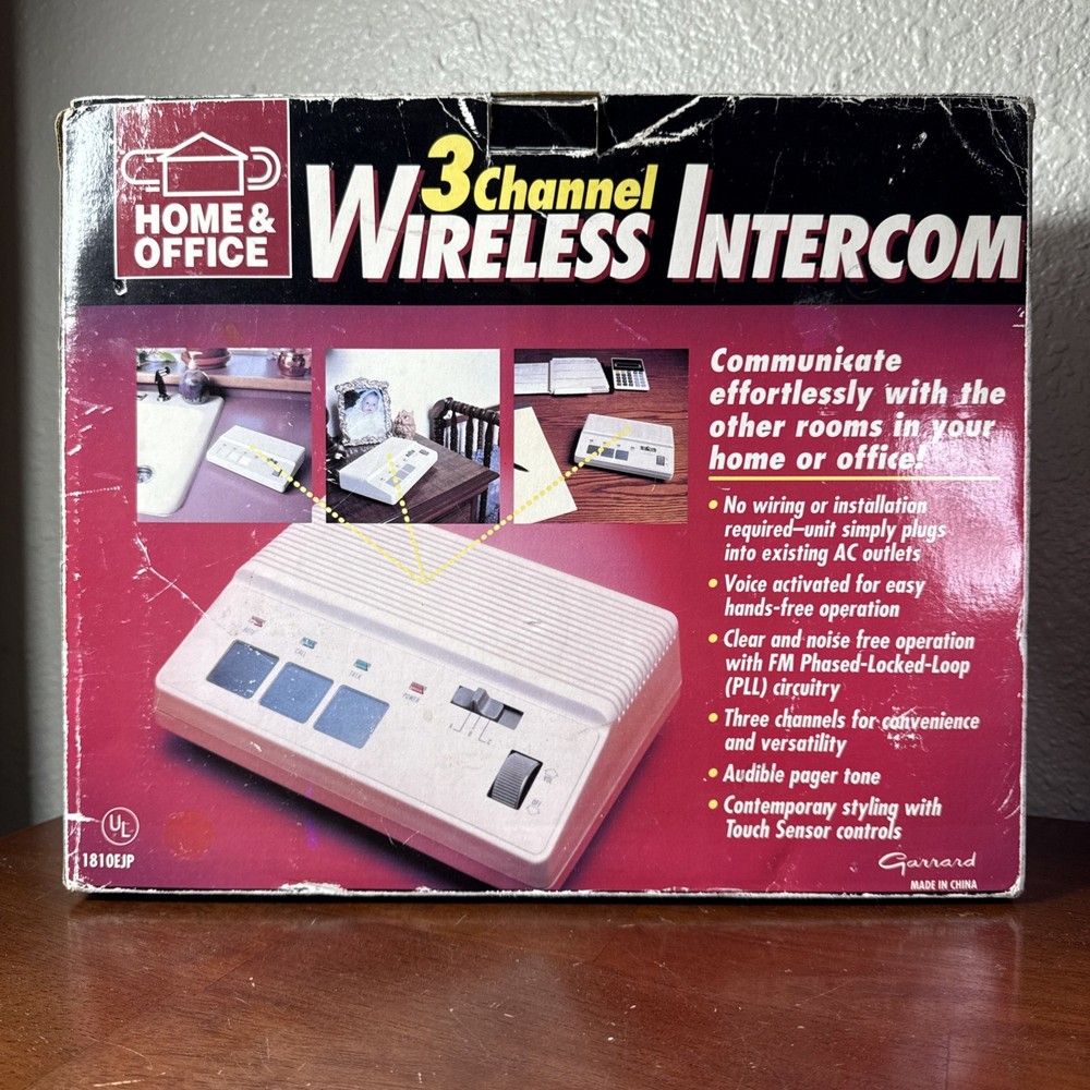 Garrard Home & Office 3-Channel Wireless Intercom, Model 1810 EJP NOS