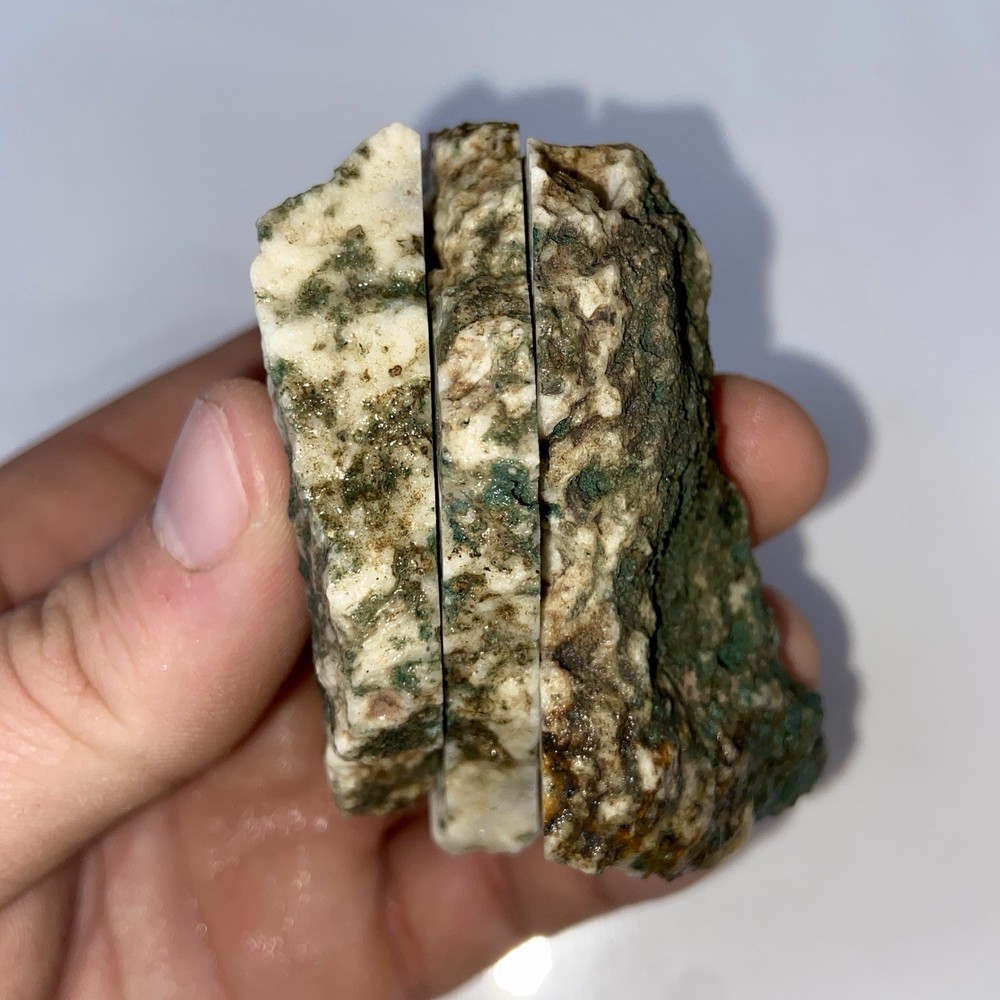 Green Moss Agate Rough 3 Pc 5 Oz