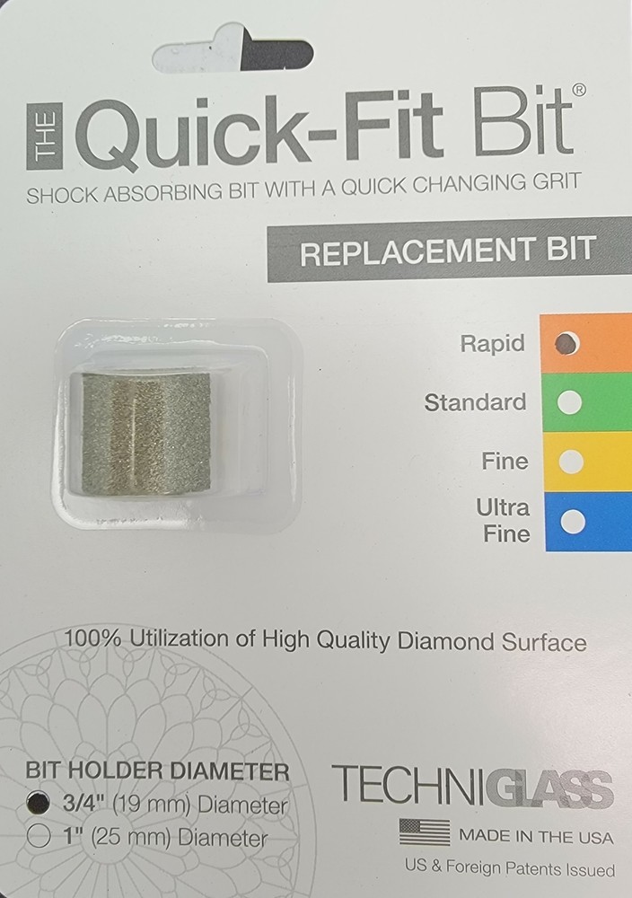 3/4" Coarse Rapid Quick Fit Bit Stained Glass Grinder by Techniglass Replacement