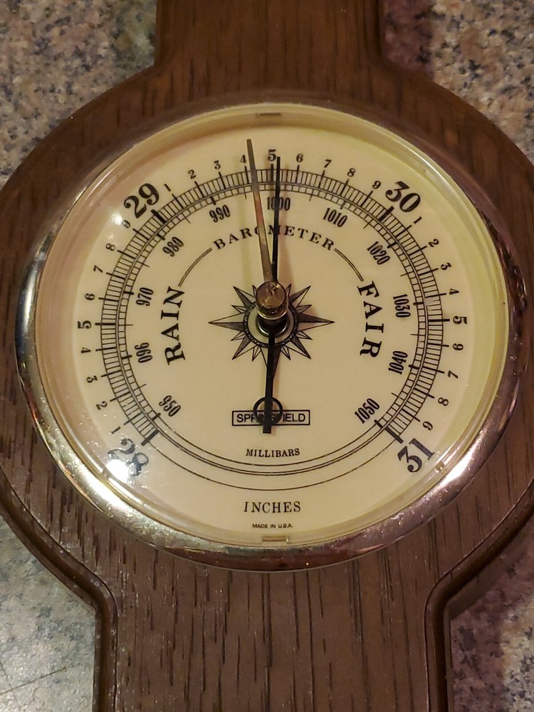 Vintage Springfield Plastic 20" Millibars Humidity Barometer (B2)