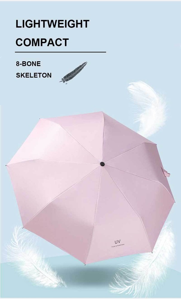 Automatic Black Umbrella Anti-UV Sun/Rain Windproof 3 Folding Compact Umbrella