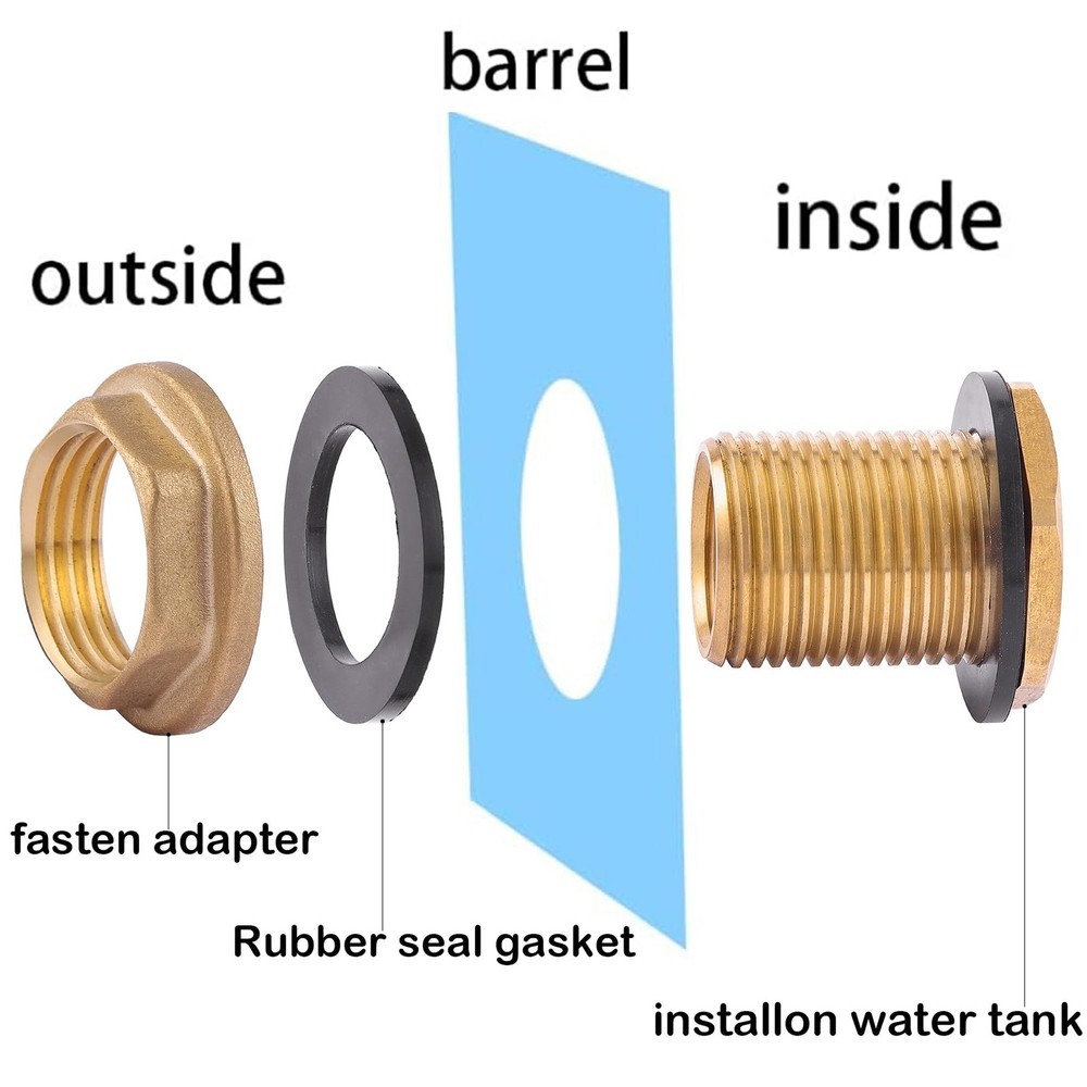 2 PCS Bulkhead Fitting,Solid Brass,1/2" NPT Female 3/4" 1/2" and 3/4", 2 Pack