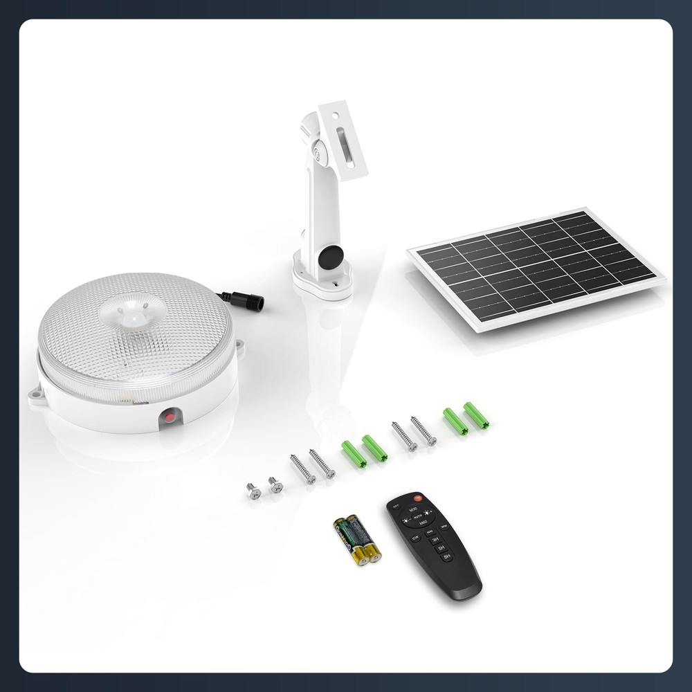 Solar Ceiling Light-Motion Sensor, 30S/60S Timer & 4 Modes & Tricolor, Daytim...