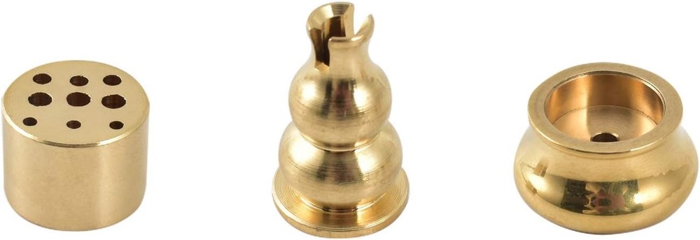 Incense Burner, Copper Holder Cone Gourd Gold, 3 Pcs