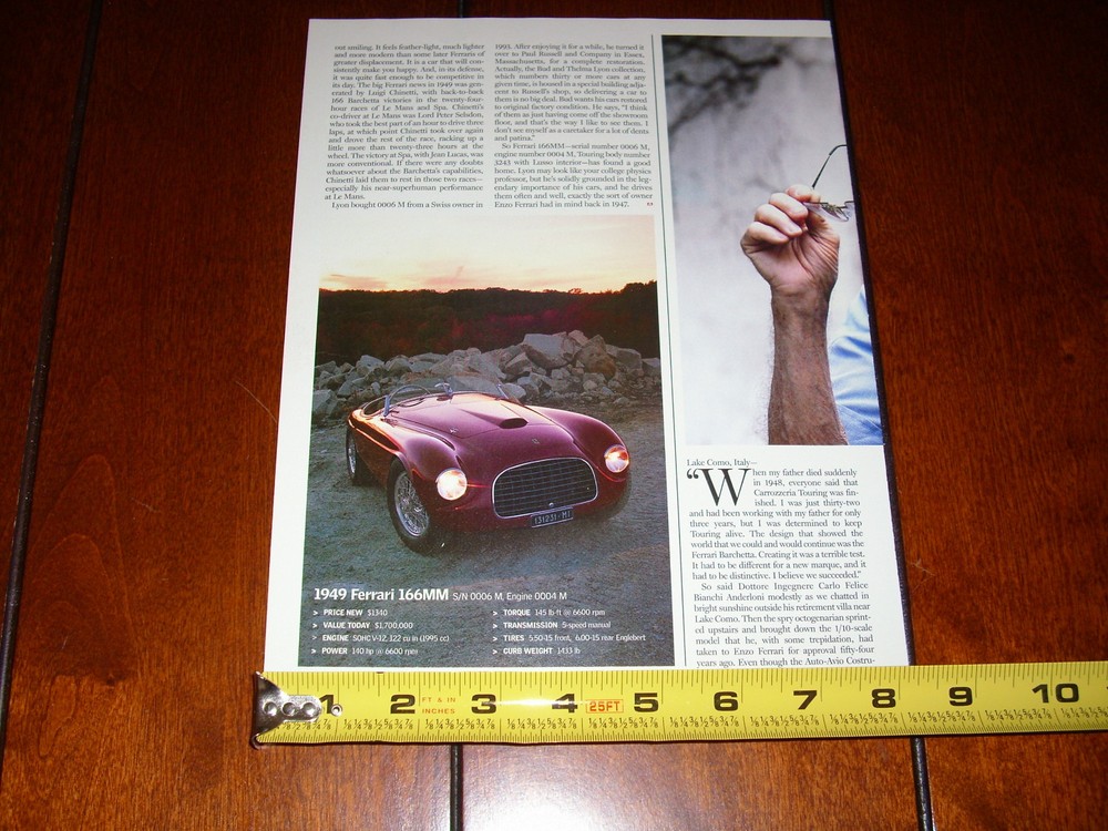 1949 FERRARI 166MM BARCHETTA ORIGINAL 2002 ARTICLE