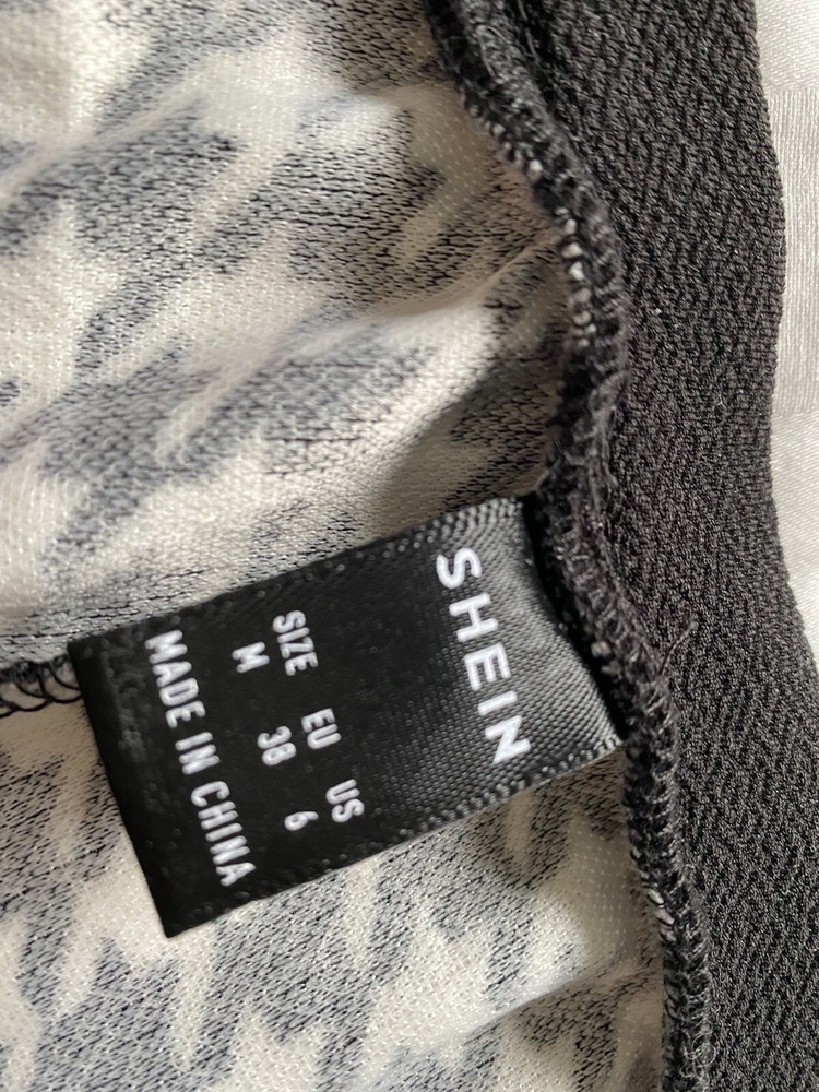 Wimens Shein Black and White Pattern Top and Trousers Set Size Medium