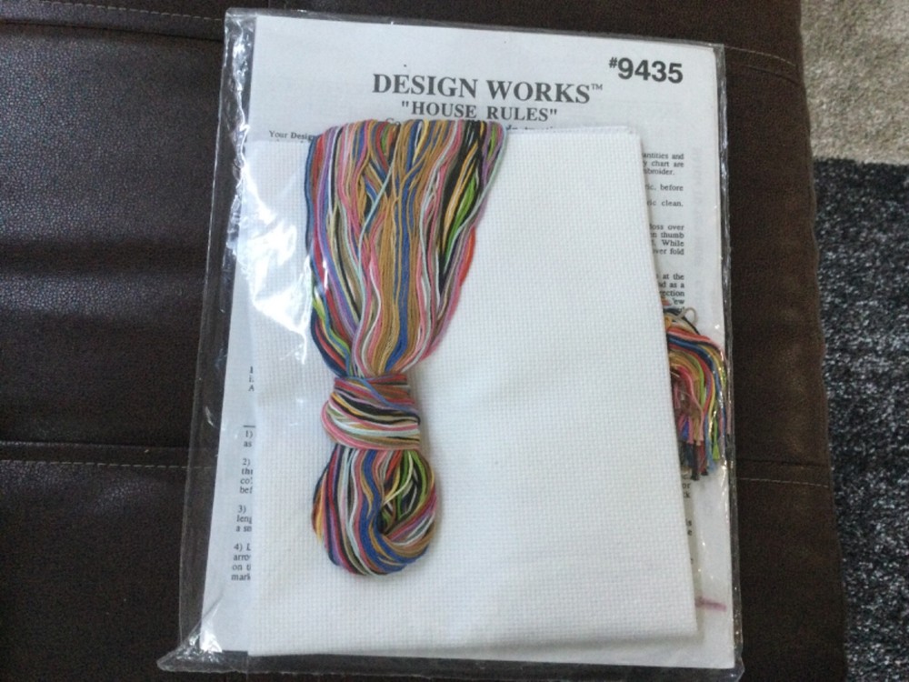Design Works Unopened Crosstitch House Rules Teddy Bear