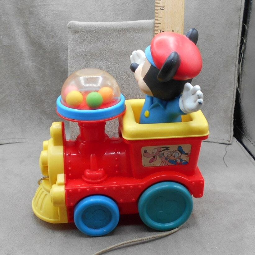 Vintage Disney Mickey Mouse Pull 'n Pop Train Popping Balls Pull Toy