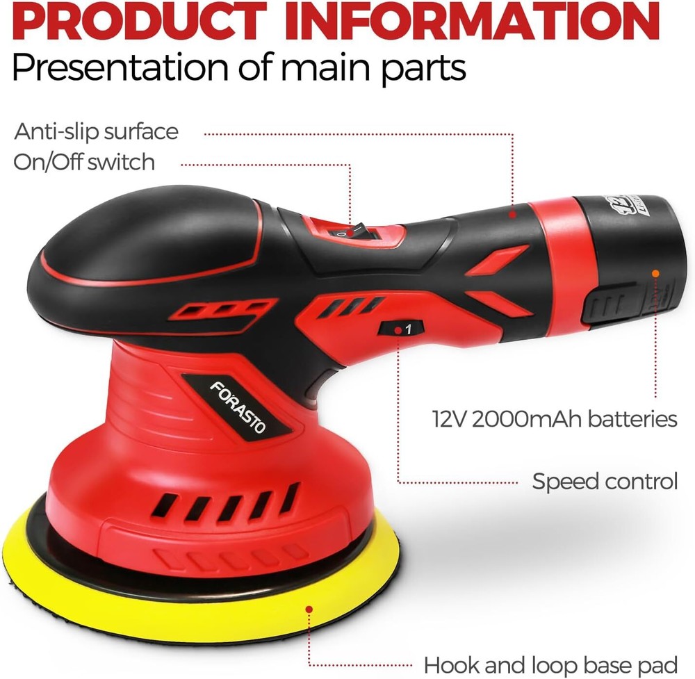 40Pack Cordless Buffer Polisher,DA Polisher Waxer for Car 40pack