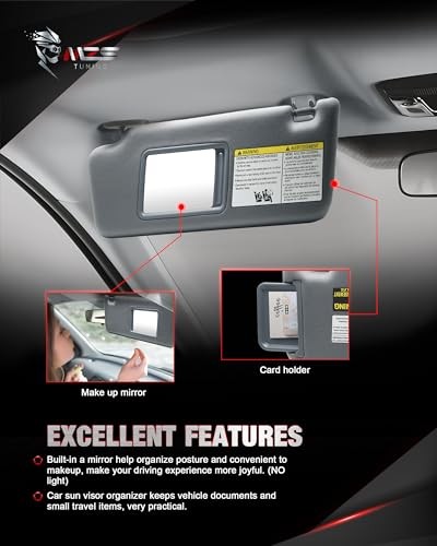 Sun Visor Driver Side Replacement Compatible with 2005 Left Tacoma Sun Visor