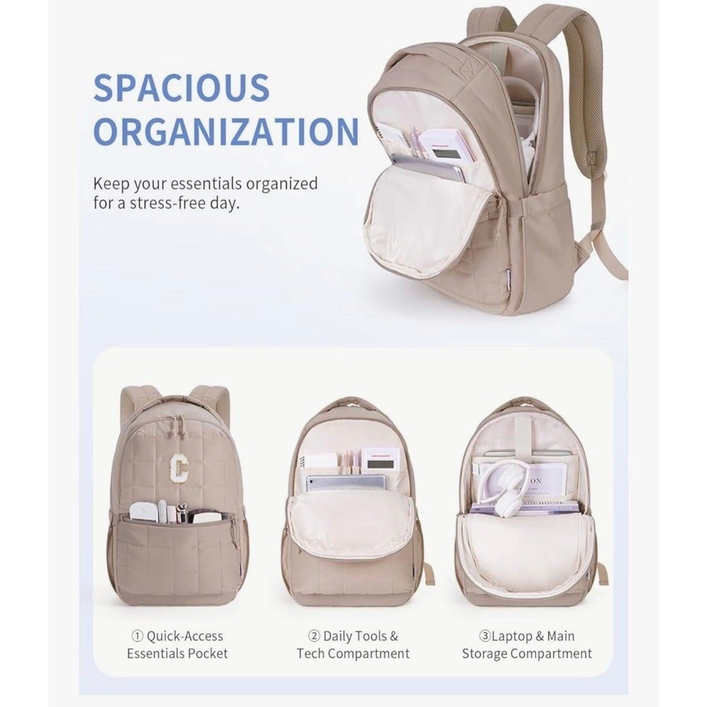 Initial "E" Quilted Puffer 14" Backpack Personalized Travel Backpack Daypack