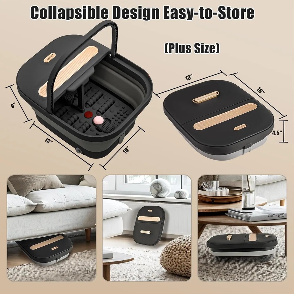 Portable Foot Spa Soak Tub Heated Massage Rollers Bubbles Remote Control