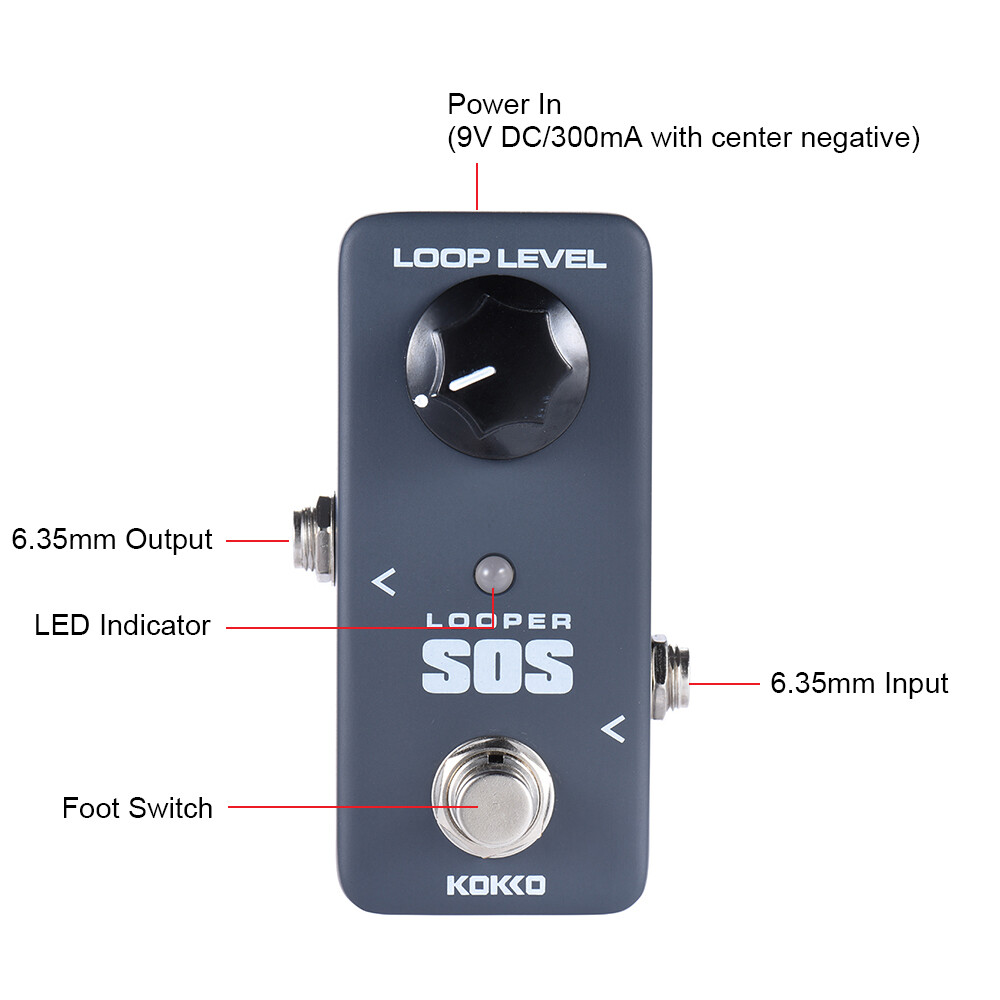 KOKKO SOS Looper Guitar Effects Pedal 5 mins Loop Recording True Bypass