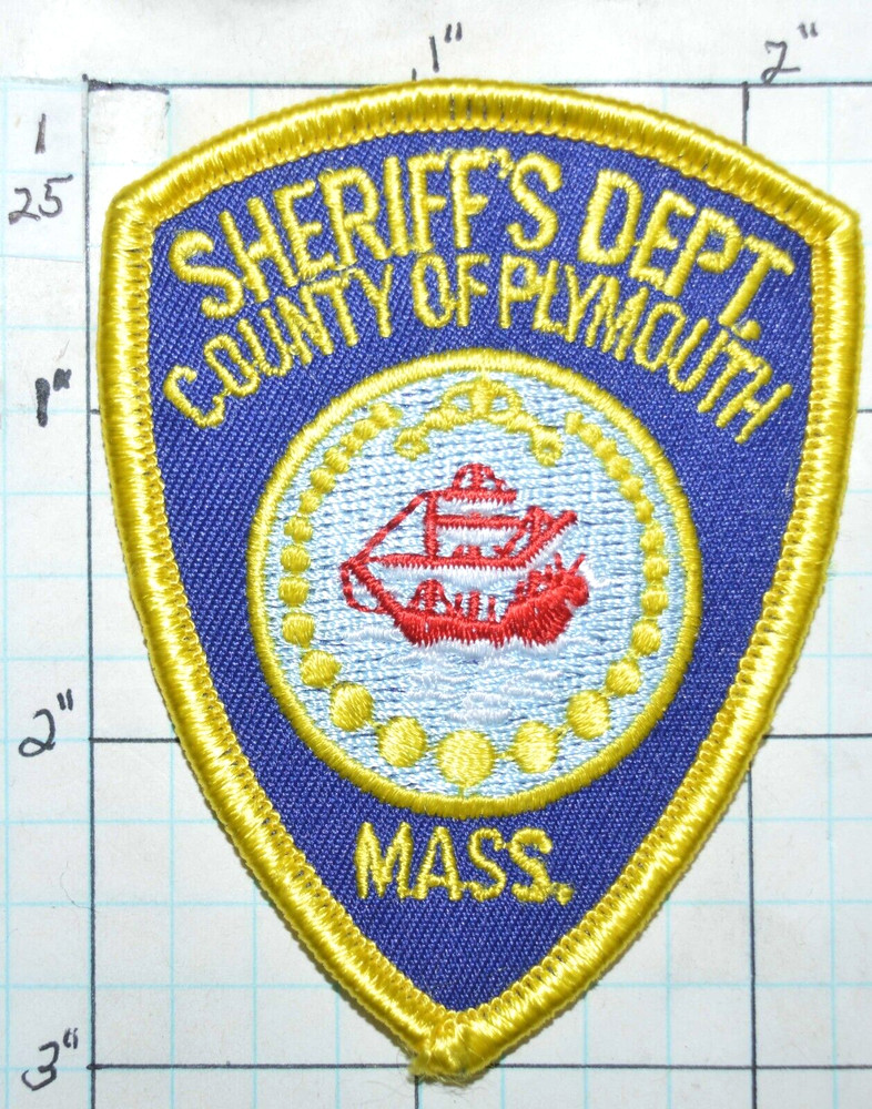 MASSACHUSETTS, PLYMOUTH COUNTY SHERIFF'S SHERIFF POLICE DEPT SMALL HAT 3" PATCH