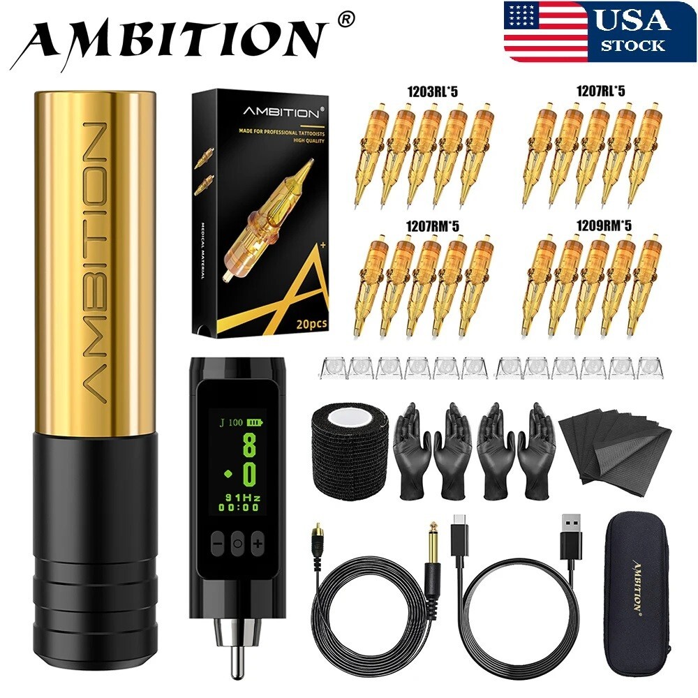 Ambition RCA Rotary Tattoo Machine Permanent Makeup Machine Kit Coreless Motor