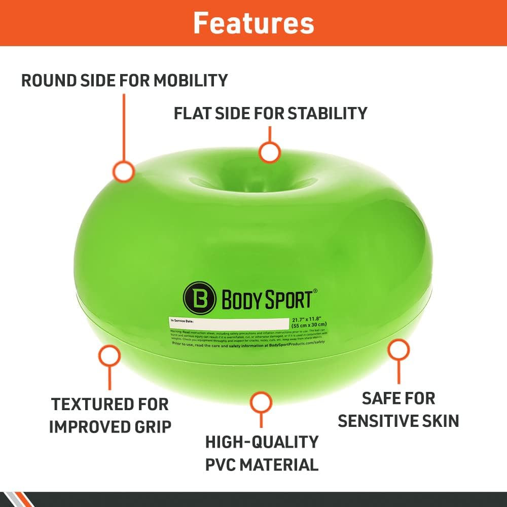 Donut Ball – Durable, Inflatable Exercise Ball for Balance & Stability Training,