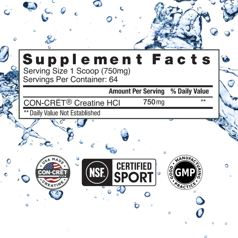 CON-CRET Creatine HCl Powder | Unflavored (64 Serving)