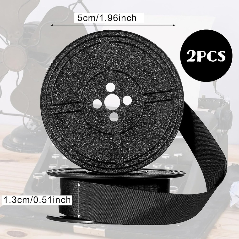 Universal Typewriter Ribbon Twin Spool Replacement Pack Black Ink (2 Pcs)