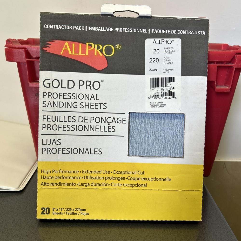 AllPro Gold Pro Professional Sanding Sheets 220 Grit  9"x11" 20 Pack