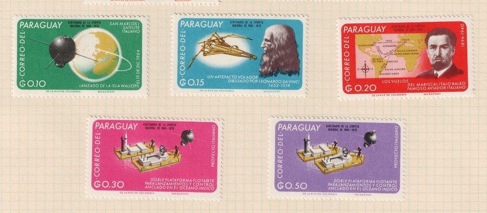 Paraguay Space Telecommunication World Map set 1965 MLH AM