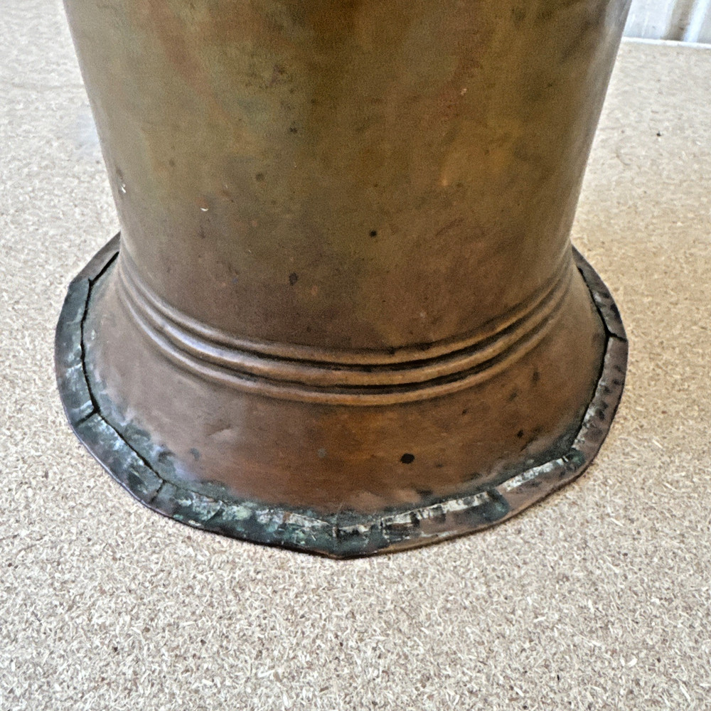 Vintage Handmade Middle Eastern Copper Water Pitcher with Iron Handle Rustic