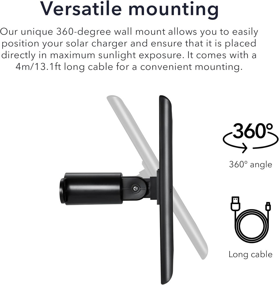 High-Efficiency Solar Panel for Ring Cameras - 1-Pack, Black for Reliable Power