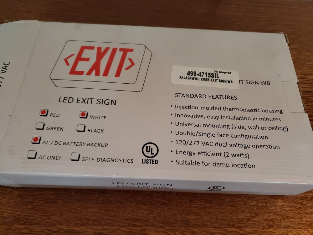 Lighting Exit Safety LED Sign 499-4715SIL