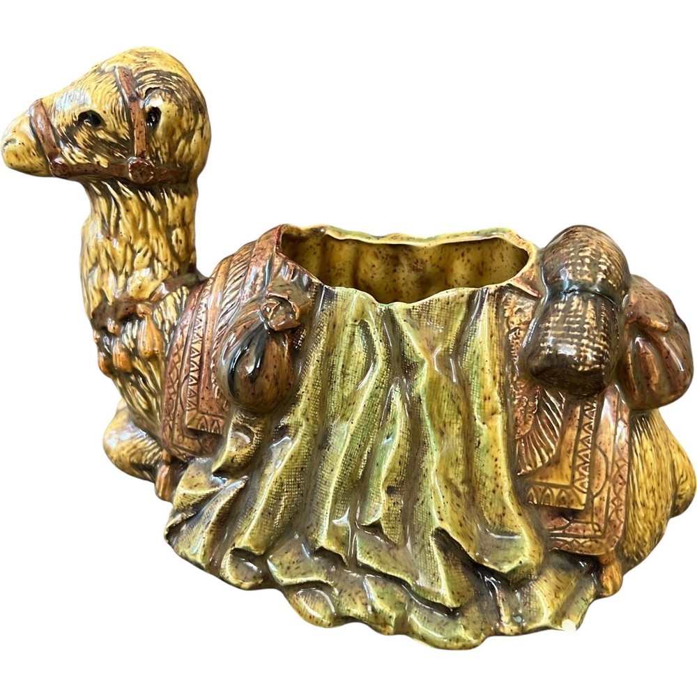 Vintage Ceramic Camel Planter Christmas Nativity Style Boho Desert MCM